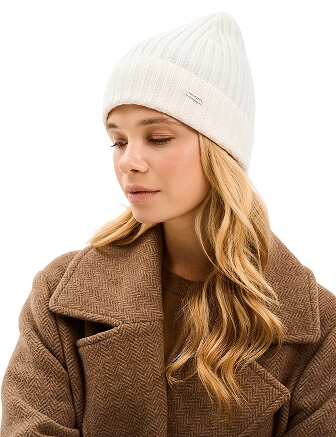 Шерстяная шапка  с отворотом, цвет белый, фото 3