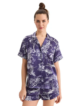 Комплект женский из шелка (жакет+шорты), цвет принт темный toile de jouy, фото 1