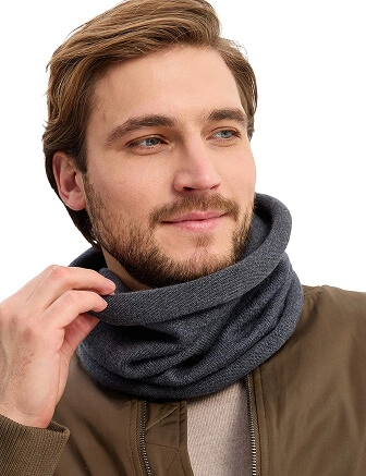 Теплый снуд из шерсти мериносов, цвет темно-серый меланж, фото 3