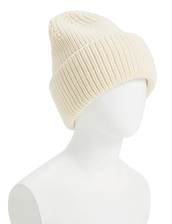 Женская шапка с отворотом из 100% шерсти, цвет белый, фото 1