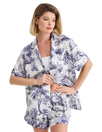 Комплект женский из шелка (жакет+шорты), цвет принт светлый toile de jouy, фото 2