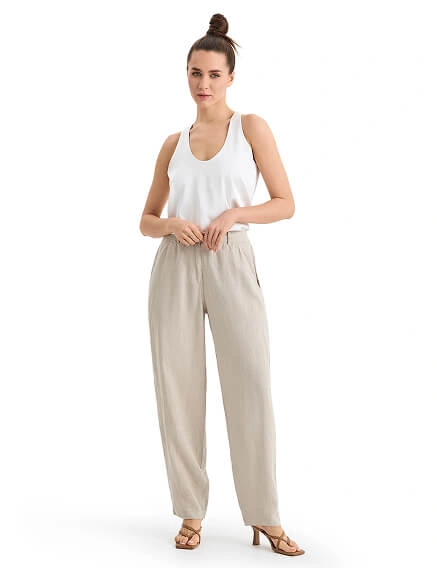 Брюки женские с карманами серии LINEN, цвет бежевый, фото 1