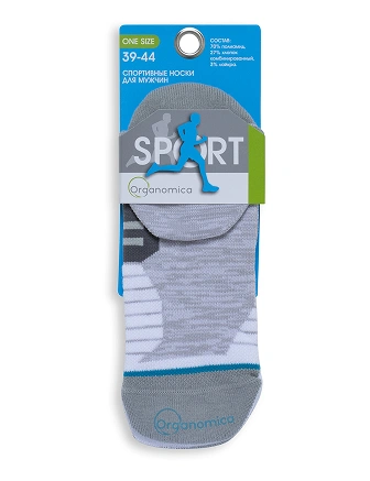 Носки мужские укороченные ORGANOMICA Sport, цвет белый-серый, фото 3