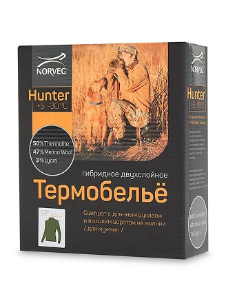 Термофутболка мужская (свитшот)  с высоким воротом на молнии для охоты и рыбалки серии HUNTER, фото 3