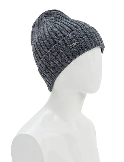 Шерстяная шапка  с отворотом, цвет серый меланж, фото 2