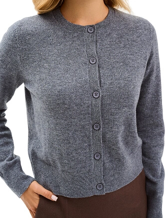 Кардиган на пуговицах, цвет серый меланж, фото 2