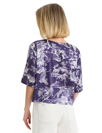 Топ женский серии SILK, цвет принт темный toile de jouy, фото 2