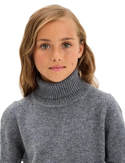 Свитер Merino Base детский для девочек-подростков, цвет гранит, фото 3