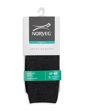 Носки мужские из шерсти мериноса серии MERINO WOOL, цвет темно-серый меланж, фото 3