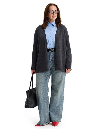 Merino Base Кардиган женский plus size, цвет антрацит, фото 3