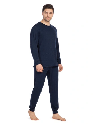 Термобелье костюм для сна и дома мужской из шерсти мериноса, цвет синий, фото 3
