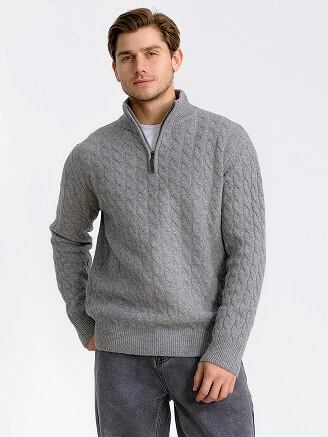 Джемпер мужской с косами, цвет серый меланж, фото 1