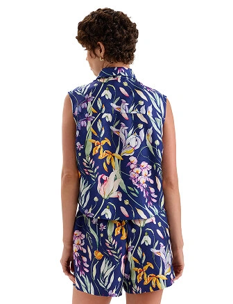 Блуза SILK женская без рукавов, цвет паттерн spring garden, фото 2