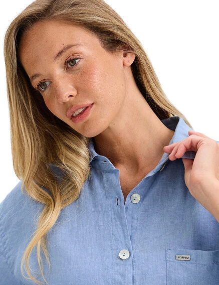 Рубашка женская серии LINEN, цвет голубой пепельный, фото 3