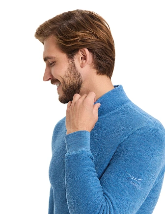 Термобелье фуфайка мужская для охоты и рыбалки серии "-60⁰С" больших размеров, цвет джинс меланж, фото 2