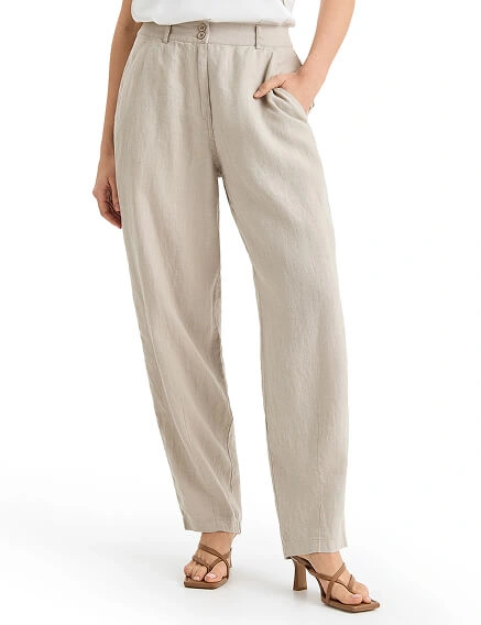 Брюки женские с карманами серии LINEN, цвет бежевый, фото 2