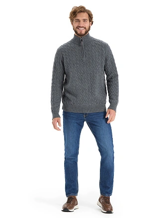 Джемпер мужской с косами, цвет темно-серый, фото 3