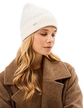 Шерстяная шапка  с отворотом, цвет белый, фото 1