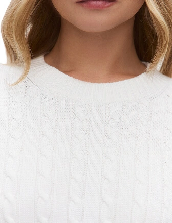 Джемпер с орнаментом "косы" укороченный, цвет белый, фото 2