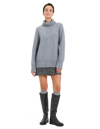 Свитер женский "косы", цвет серый меланж, фото 3