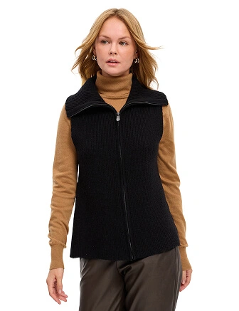 Жилет женский на молнии, цвет черный, фото 1