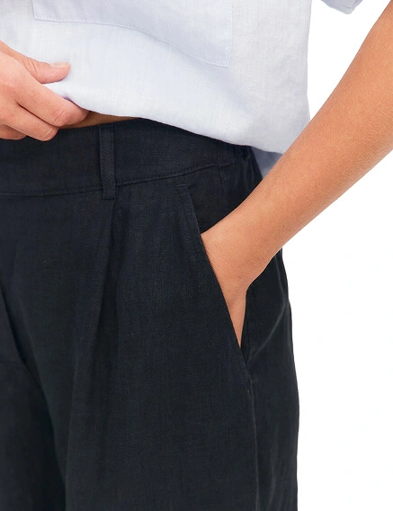 LINEN Брюки женские прямые, цвет черный, фото 3