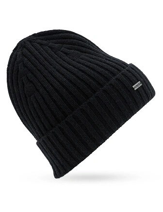 Шерстяная шапка  с отворотом, цвет черный, фото 2