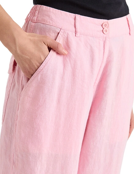 Брюки женские с карманами серии LINEN, цвет розовый, фото 3