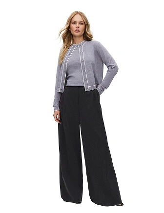 Кардиган на пуговицах с кантом, цвет серый меланж, фото 3