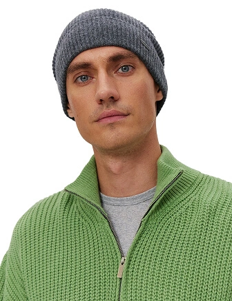 Шапка из шерсти с отворотом, цвет серый меланж, фото 3
