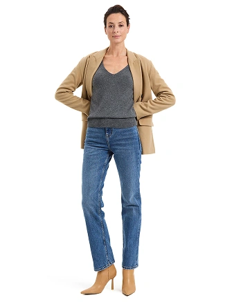 Джемпер Cashmere&Merino blend V-вырез, цвет серый меланж, фото 3