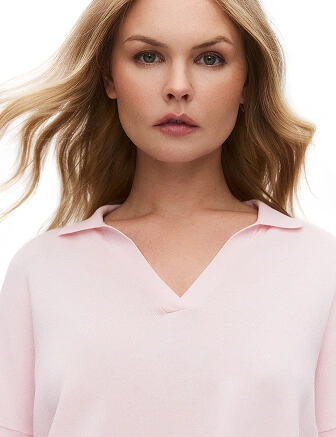 Джемпер-поло женский, цвет нежно-розовый, фото 2