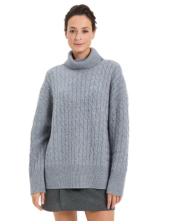 Свитер женский "косы", цвет серый меланж, фото 1