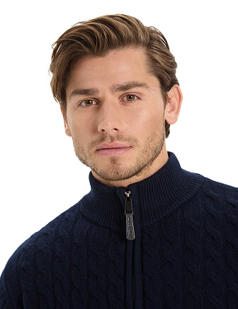 Джемпер мужской с косами, цвет темно-синий, фото 2