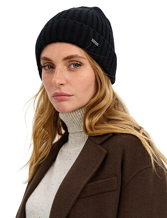 Шерстяная шапка  с отворотом, цвет черный, фото 3