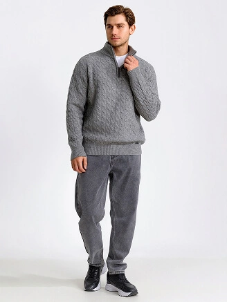 Джемпер мужской с косами, цвет серый меланж, фото 3