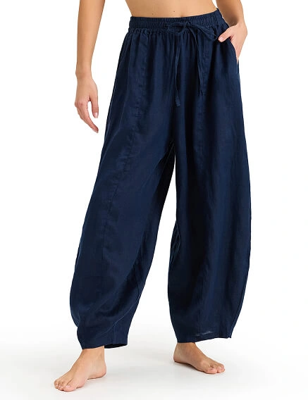 Брюки женские "baggy" серии LINEN, цвет темно-синий, фото 2