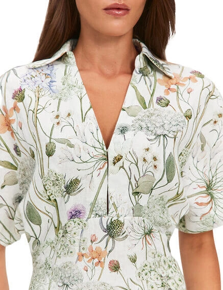 LINEN Платье женское, цвет белый, паттерн flowers, фото 3