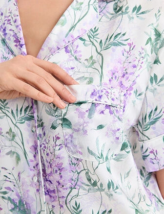 Комплект женский из шелка (жакет+шорты), цвет принт wisteria, фото 3