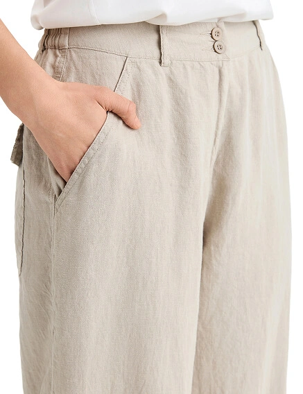 Брюки женские с карманами серии LINEN, цвет бежевый, фото 3