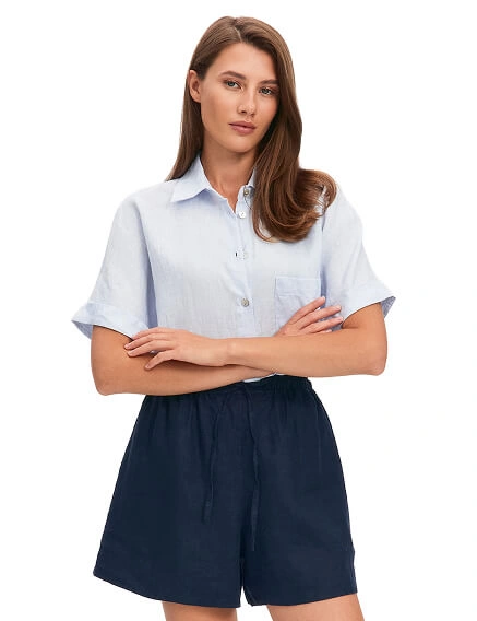 LINEN Шорты женские короткие, цвет темно-синий, фото 1