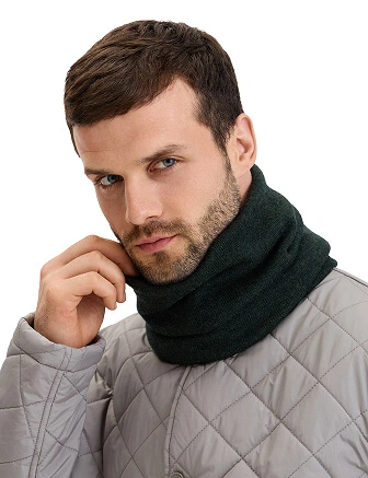 Теплый снуд из шерсти мериносов, цвет темно-болотный, фото 3