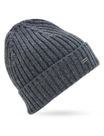 Шерстяная шапка  с отворотом, цвет серый меланж, фото 2