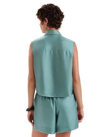 Блуза SILK женская без рукавов, цвет шалфей, фото 2
