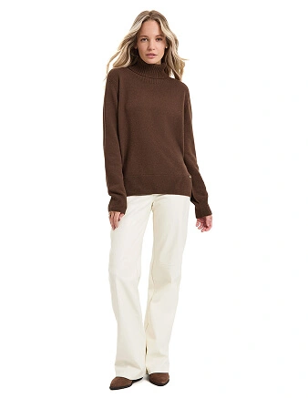 Свитер женский Cashmere&Merino blend oversize, цвет шоколад, фото 3