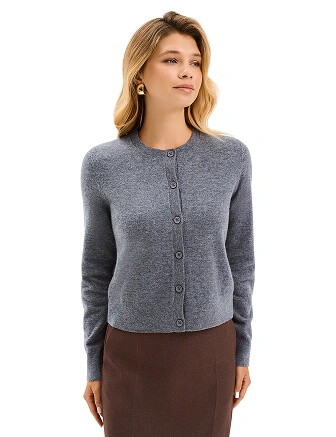 Кардиган на пуговицах, цвет серый меланж, фото 1