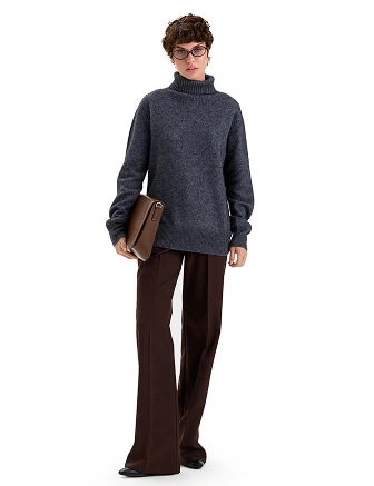 Свитер из пуха ангорского кролика, цвет серый меланж, фото 3