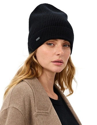 Шапка из шерсти с отворотом, цвет черный, фото 1