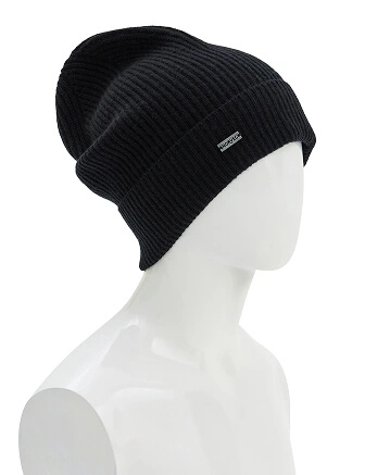 Шапка из шерсти с отворотом, цвет черный, фото 2