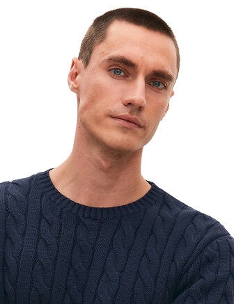 Джемпер Cotton мужской "косы", цвет темно-синий, фото 2